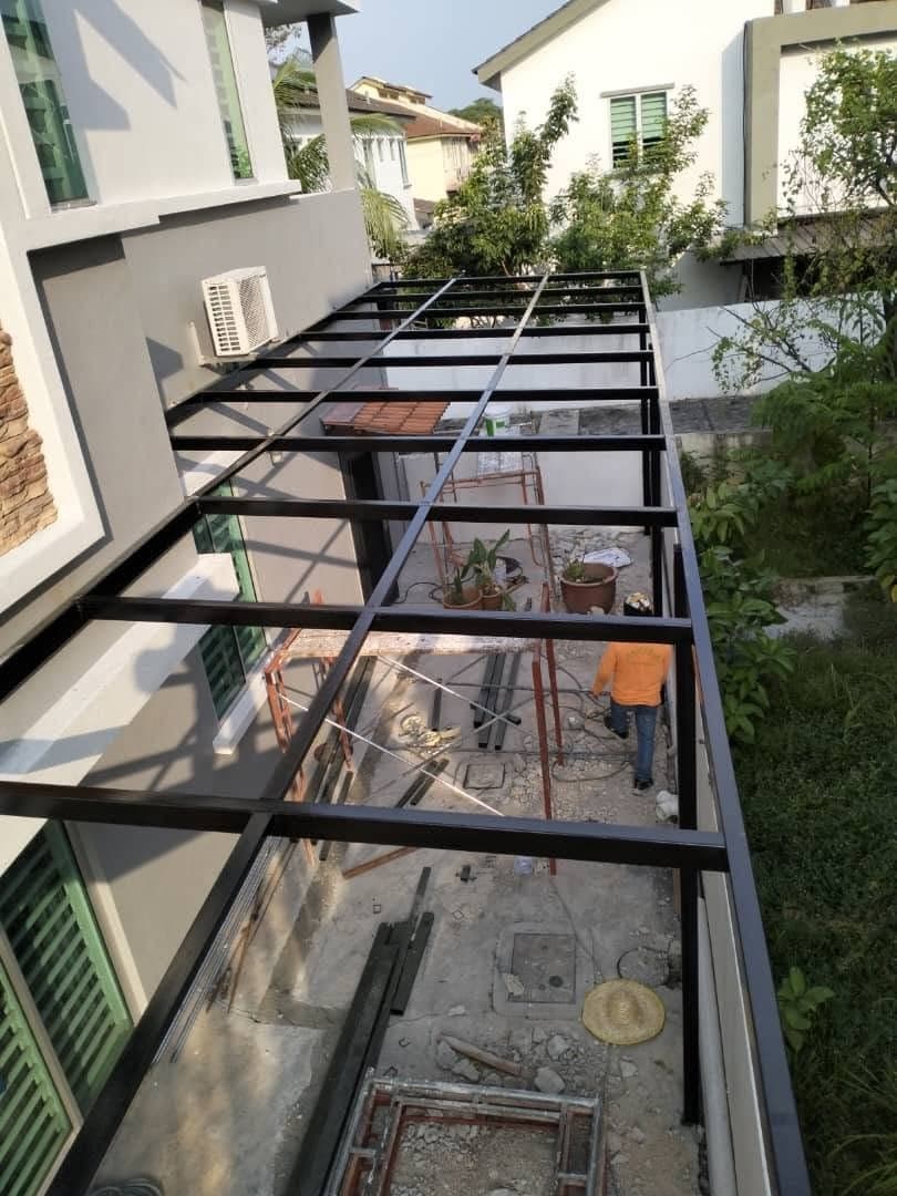 Awning steel frame preparation project by One Roof Solutions