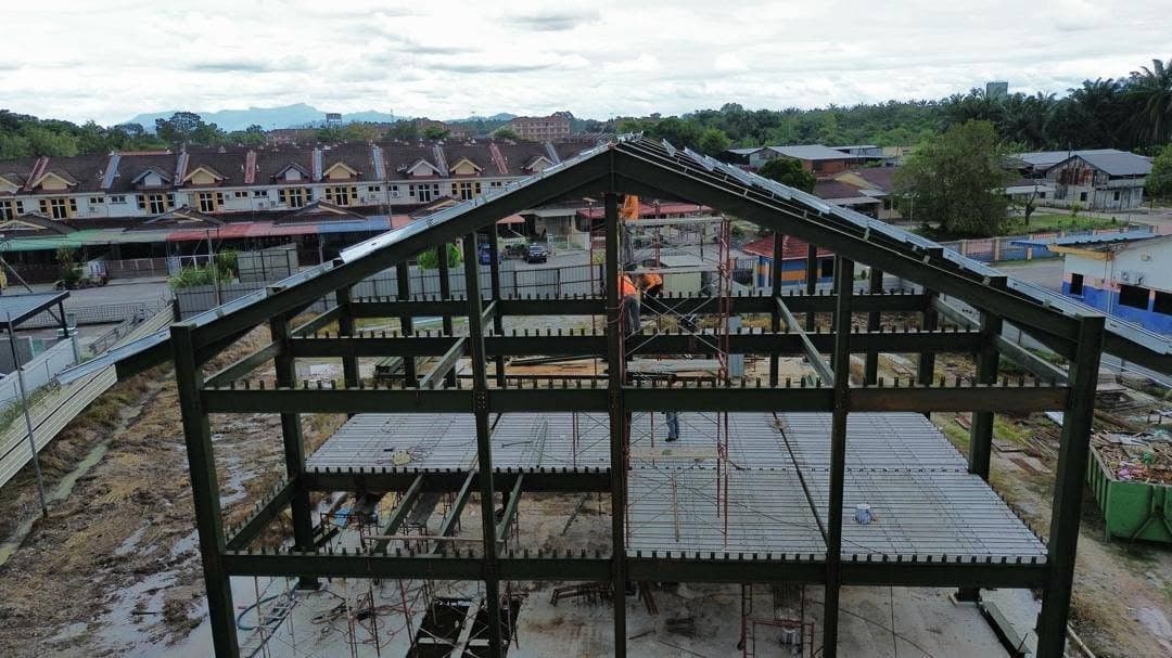 Pitched steel roof frame project by One Roof Solutions