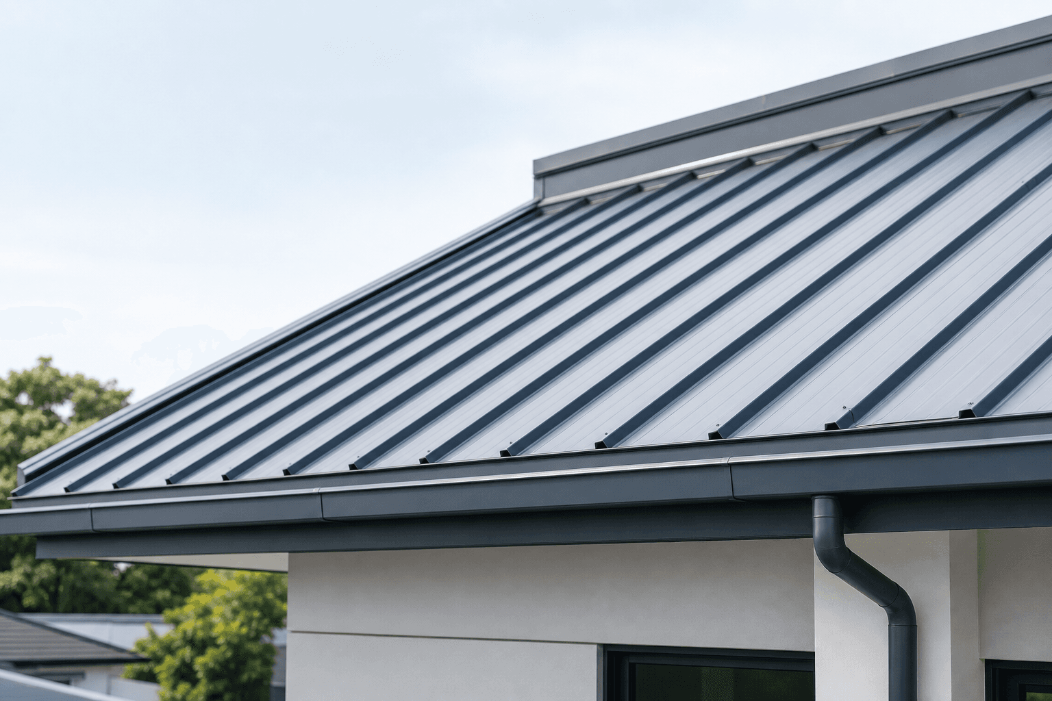 Roof replacement Penang with new roofing panels on a property